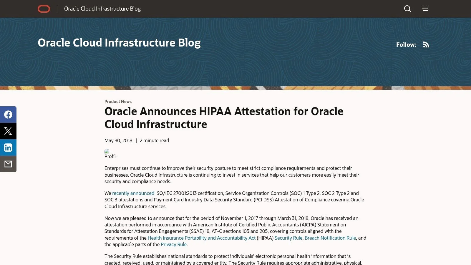 Oracle Cloud Infrastructure (OCI) — HIPAA on OCI