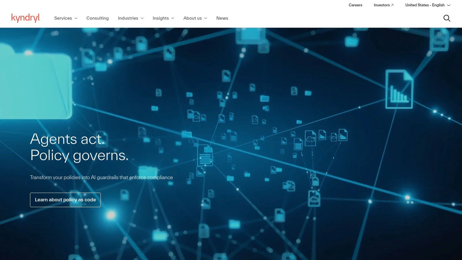 Kyndryl homepage highlighting their focus on managing mission-critical IT infrastructure and digital business.