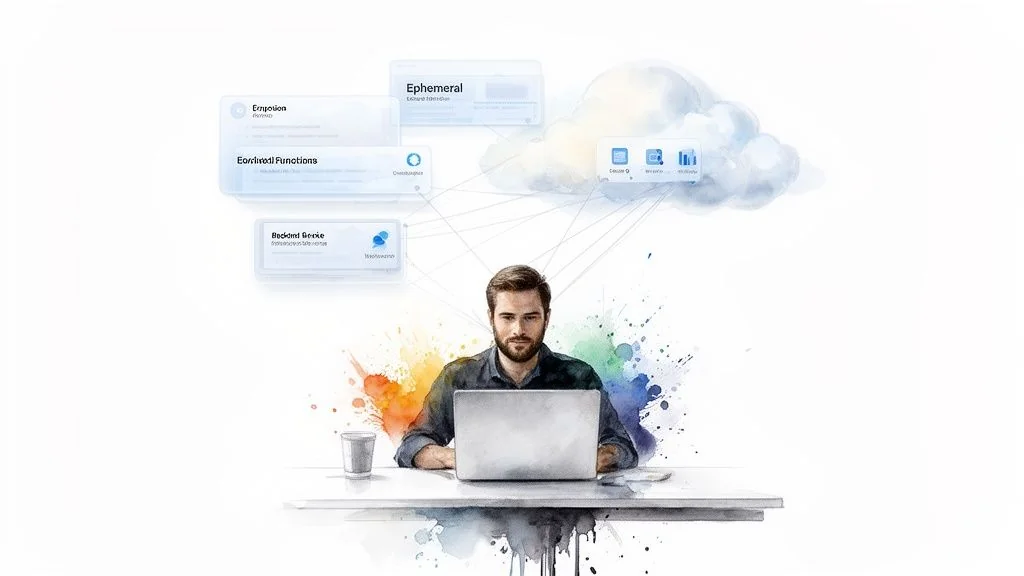 Serverless architecture diagram illustrating Function as a Service (FaaS) and Backend as a Service (BaaS) components.